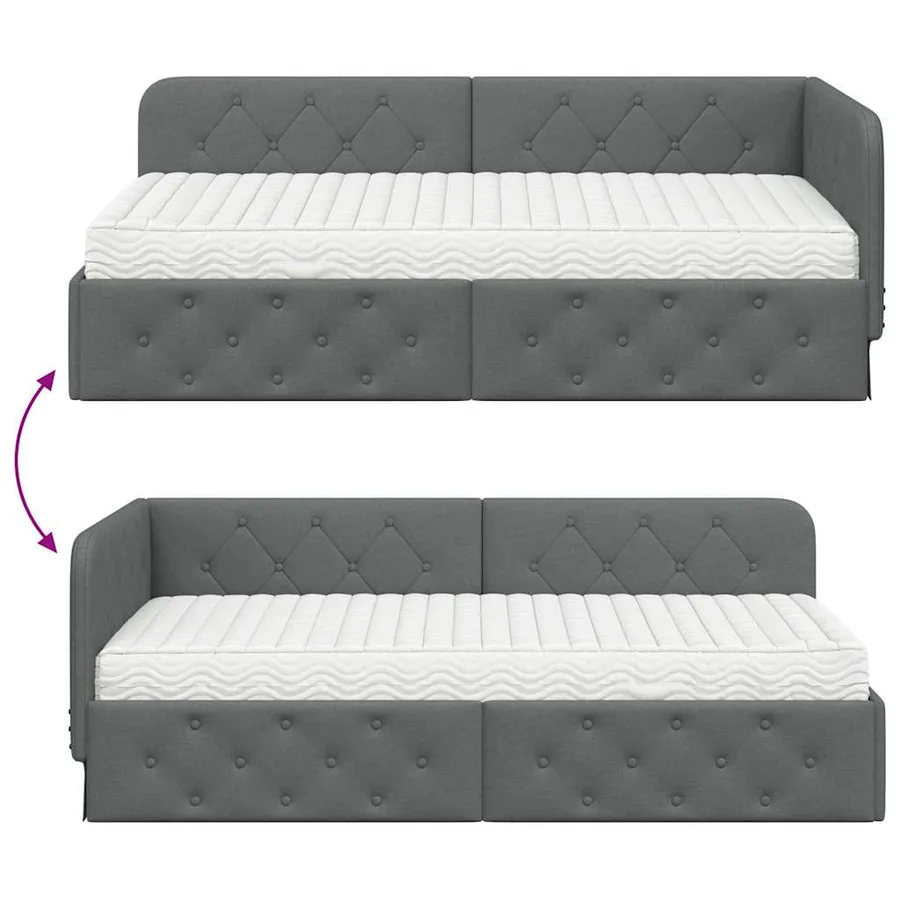 Cadre de lit d'angle Gris foncé 90 x 200 cm tissu - 12