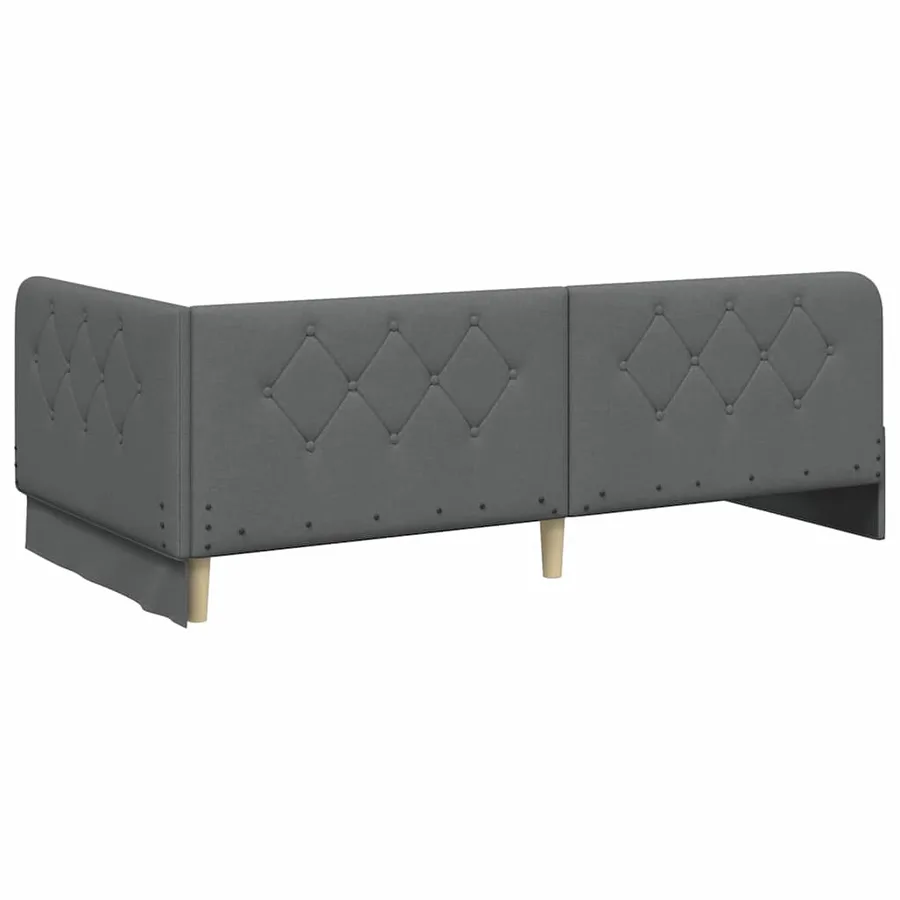 Cadre de lit d'angle Gris foncé 90 x 200 cm tissu - 9