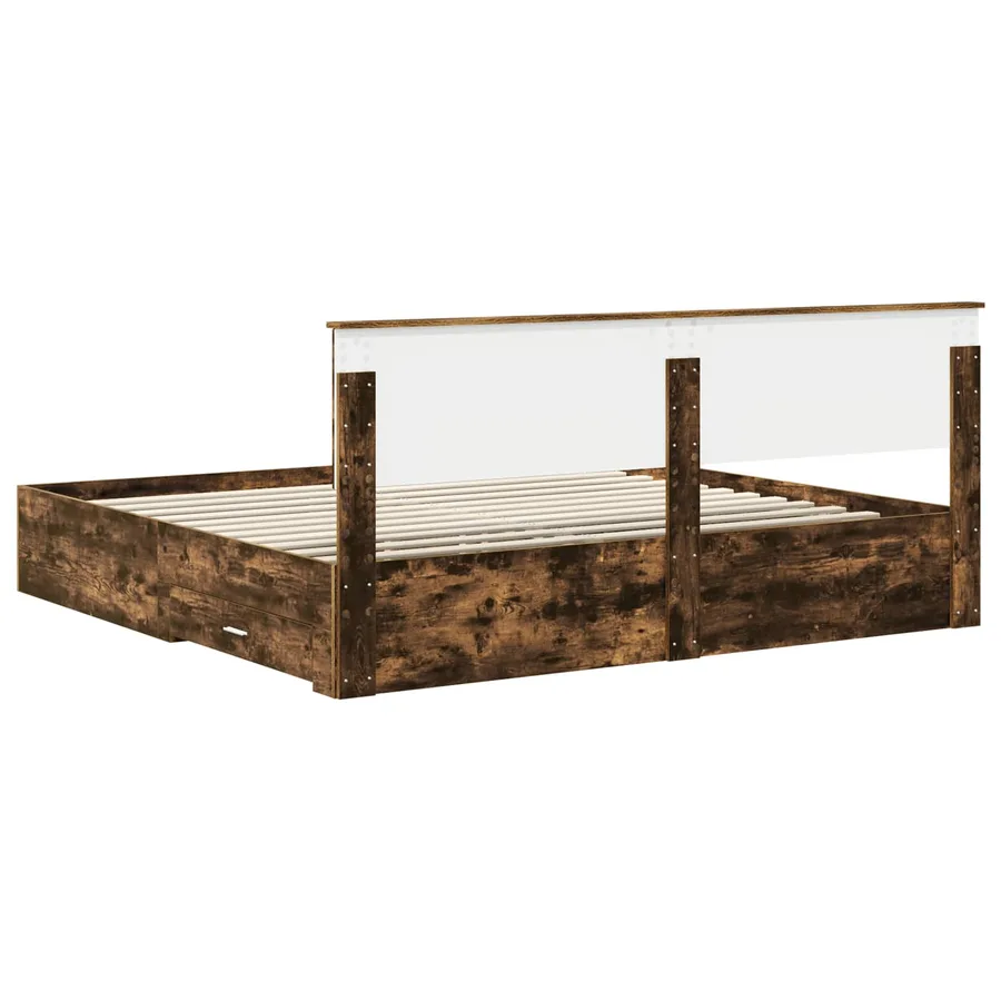 Cadre de lit Chêne fumé 200 x 200 cm Bois d'ingénierie - 10