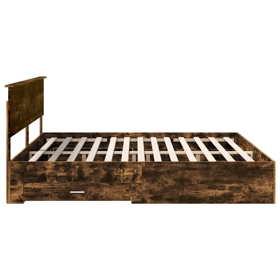 Cadre de lit Chêne fumé 200 x 200 cm Bois d'ingénierie - 9