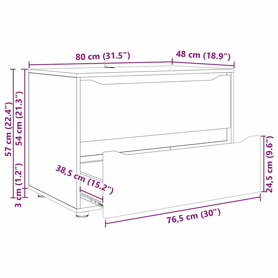 Armoire de rangement Blanc brillant 80 x 48 x 57 cm - 15