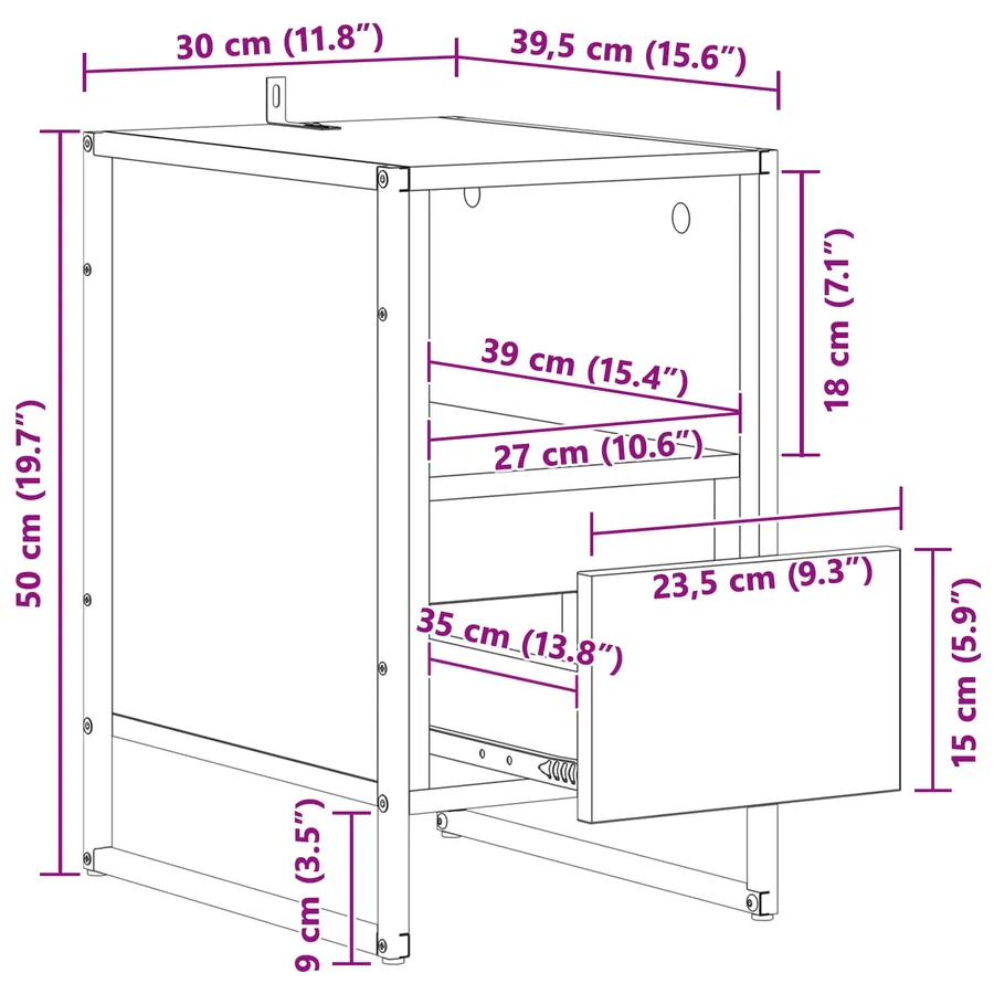 Table de chevet 2 pc Chêne artisan 39,5 x 30 x 50 cm - 13