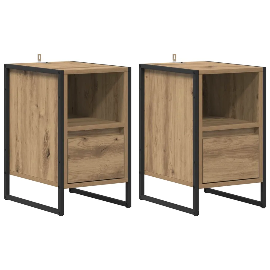 Table de chevet 2 pc Chêne artisan 39,5 x 30 x 50 cm - 2