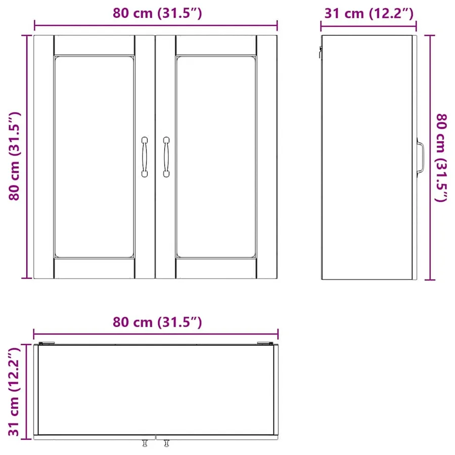 Cabinet en verre mural PORTO Blanc brillant 80 x 31 x 80 cm - 13