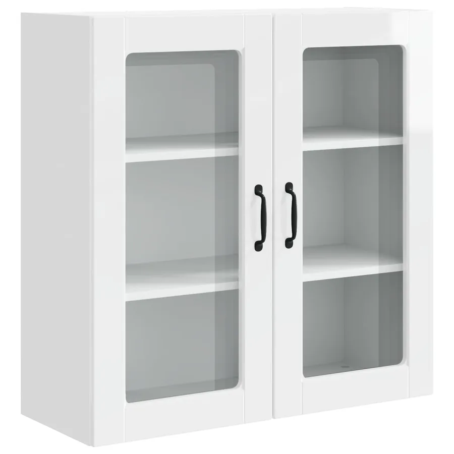 Cabinet en verre mural PORTO Blanc brillant 80 x 31 x 80 cm - 2