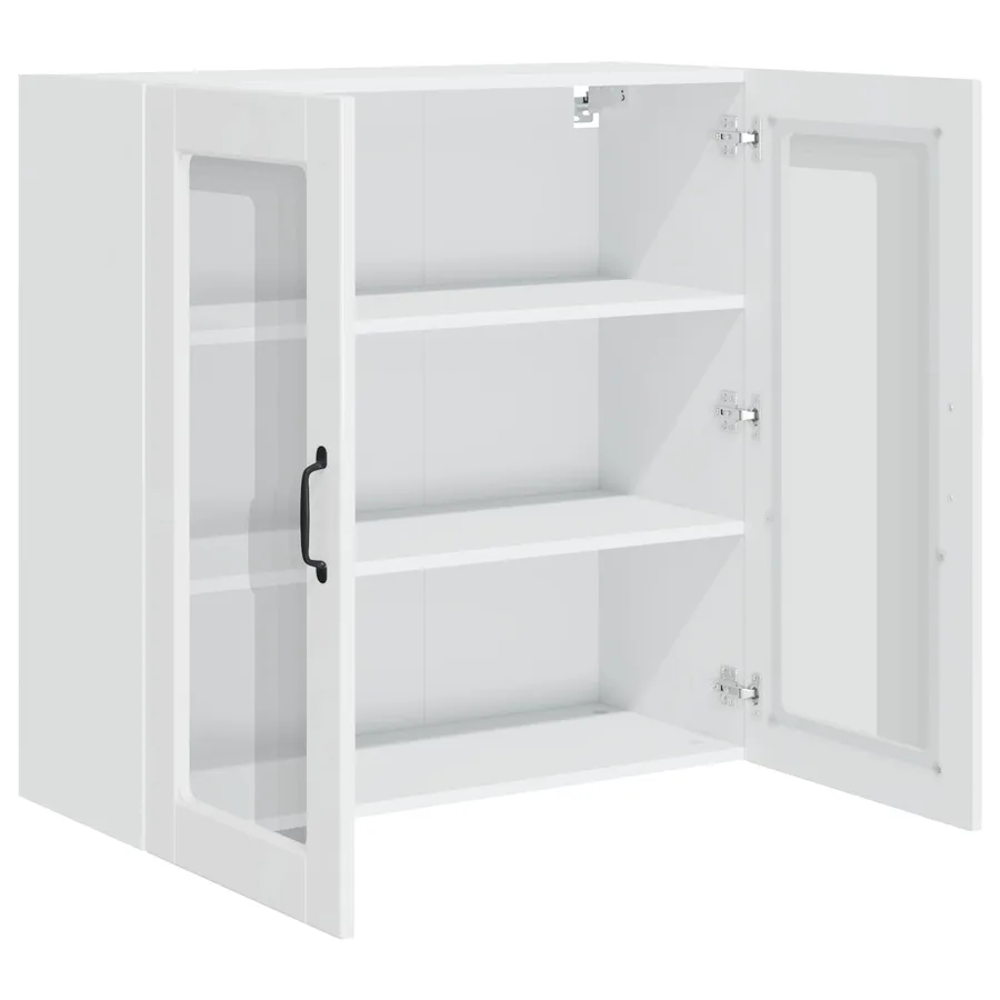 Cabinet en verre mural PORTO Blanc brillant 80 x 31 x 80 cm - 5