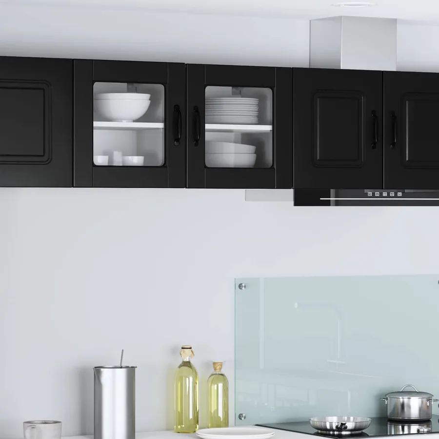 Cabinet en verre mural PORTO 2 pcs Noir 40 x 31 x 40 cm