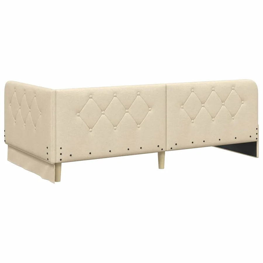 Cadre de lit d'angle Crème 90 x 200 cm tissu - 7