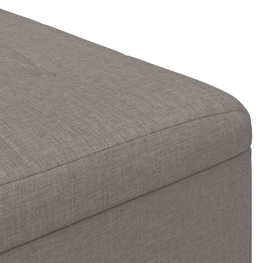 Pouf de rangement avec coussin Taupe 60 x 60 x 45 cm tissu - 7