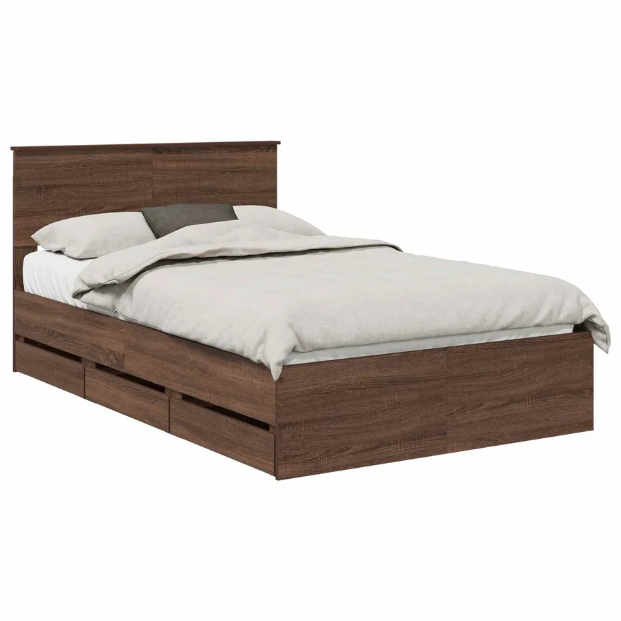 Cadre de lit Chêne brun 120 x 190 cm Bois Ingénierie - 2