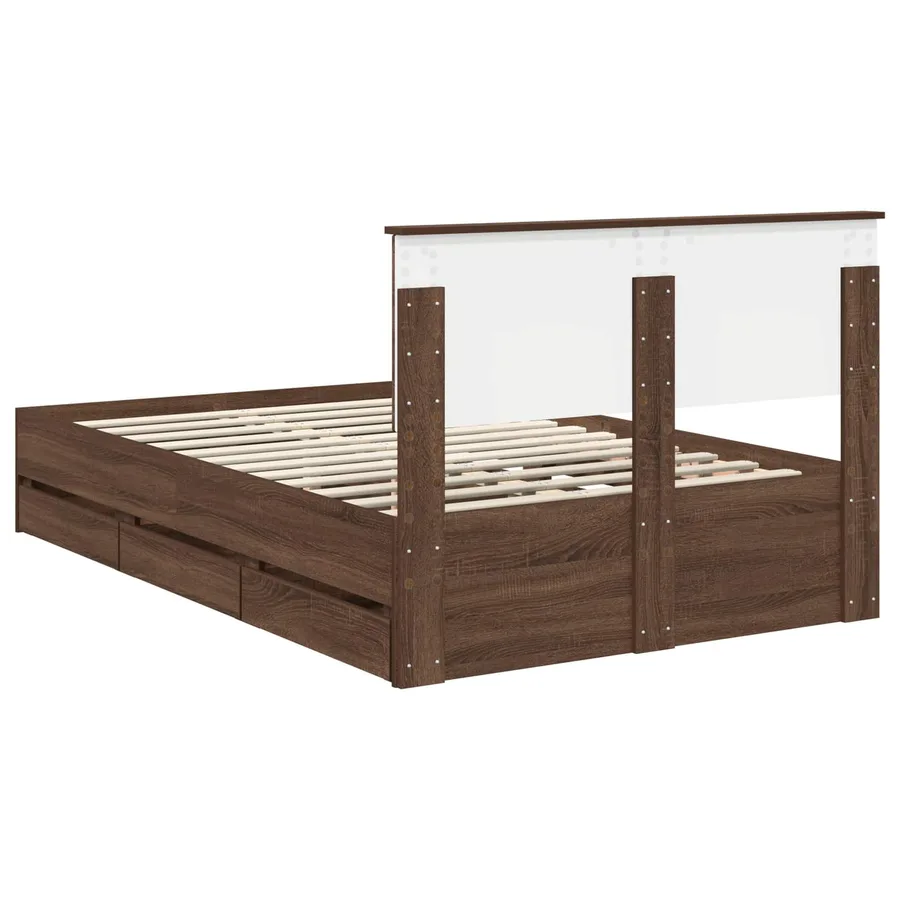 Cadre de lit Chêne brun 120 x 190 cm Bois Ingénierie - 8