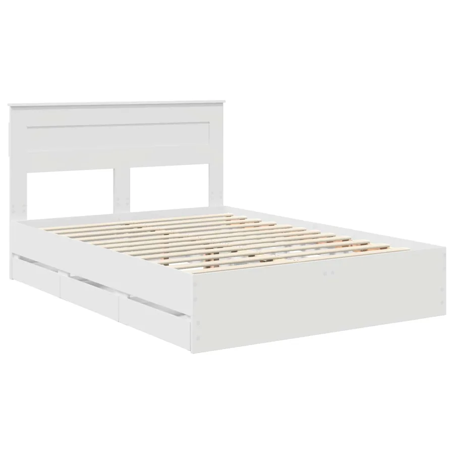 Cadre de lit avec tiroir Blanc 150 x 200 cm Bois Ingénierie - 4