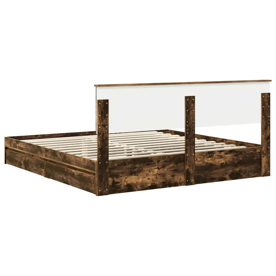 Lit de Rangement Chêne fumé 180 x 200 cm Bois d'ingénierie - 10