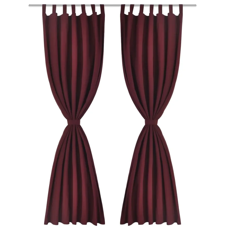 2 pcs Rideau à Passant Micro Satin Bordeaux 140 x 245 cm - 2