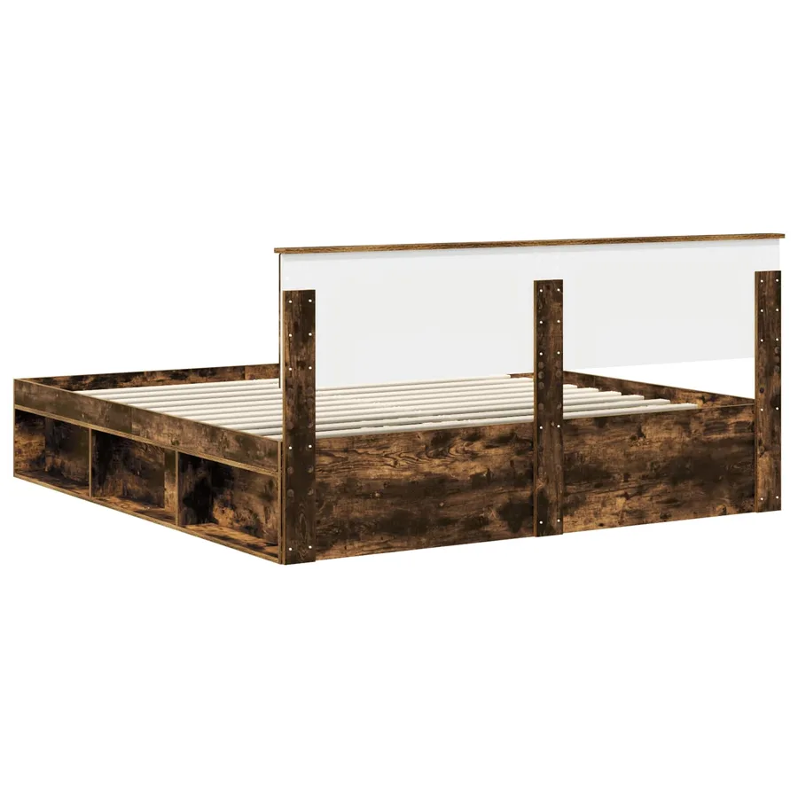 Cadre de lit Chêne fumé 180 x 200 cm Pin massif - 9