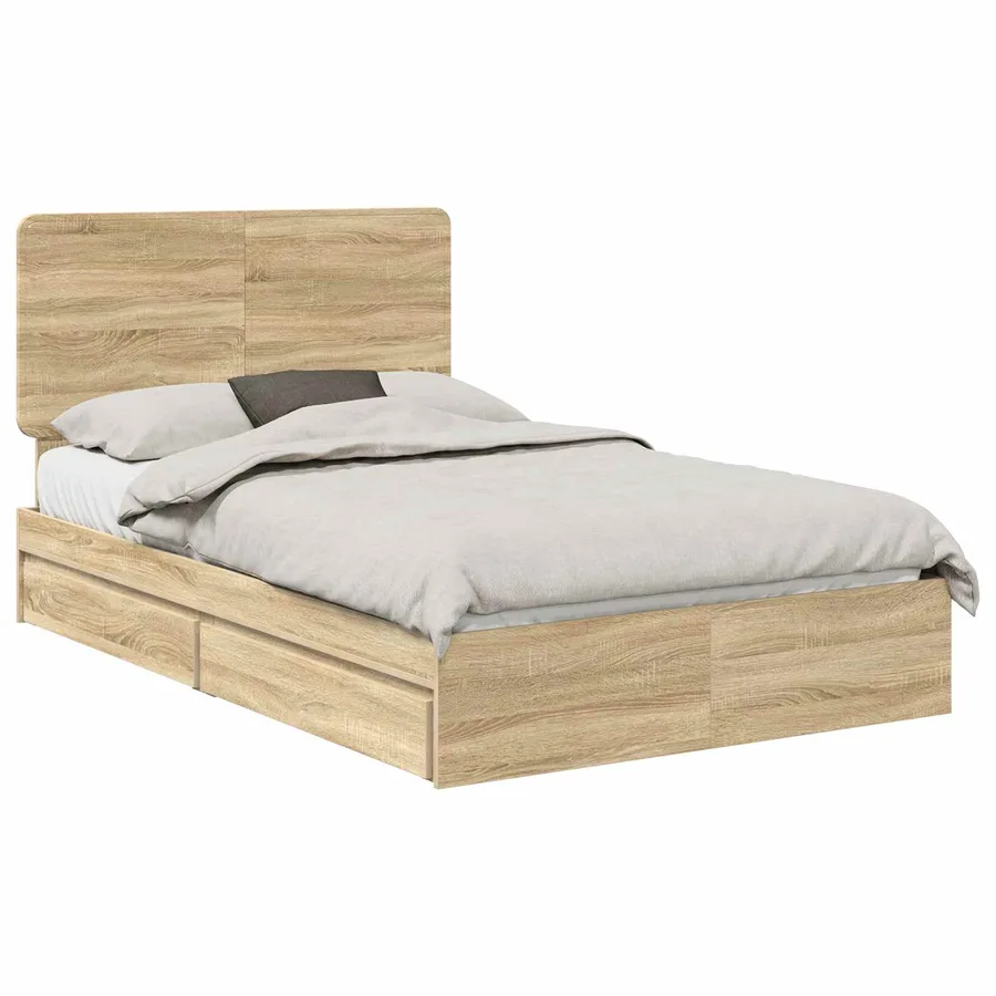 Lit de Rangement Chêne Sonoma 135 x 190 cm Bois d'ingénierie - 2