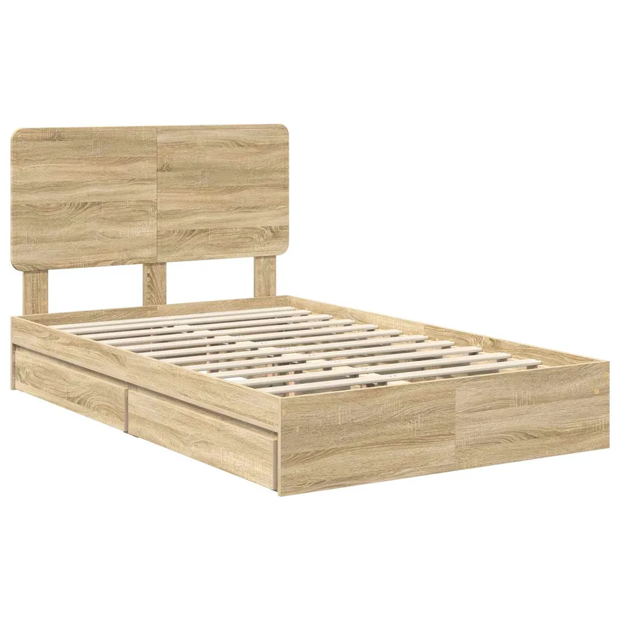 Lit de Rangement Chêne Sonoma 135 x 190 cm Bois d'ingénierie - 4