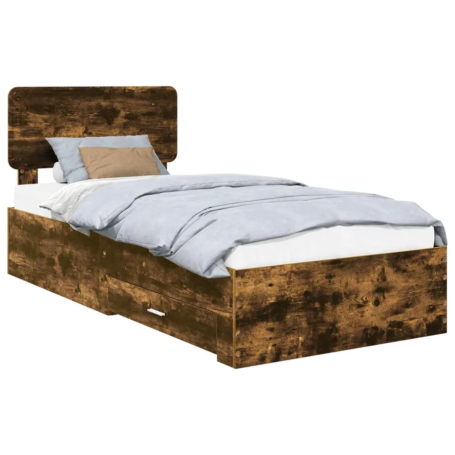 Cadre de lit Chêne fumé 75 x 190 cm Bois d'ingénierie - 2