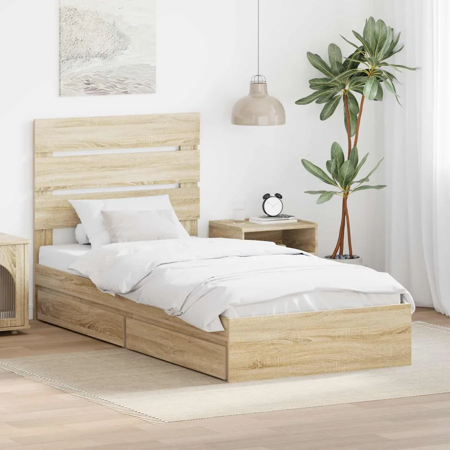 Lit de Rangement Chêne Sonoma 100 x 200 cm Bois d'ingénierie