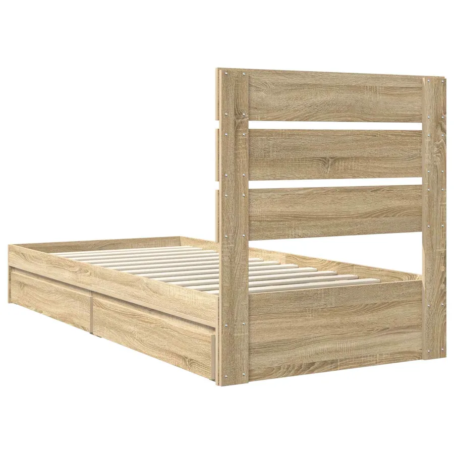 Lit de Rangement Chêne Sonoma 100 x 200 cm Bois d'ingénierie - 10