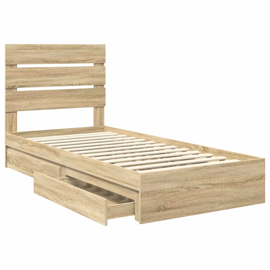 Lit de Rangement Chêne Sonoma 100 x 200 cm Bois d'ingénierie - 5