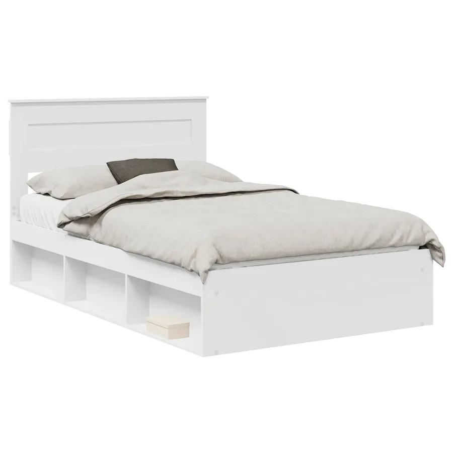 Cadre de lit Blanc 120 x 190 cm Bois de pin massif - 2