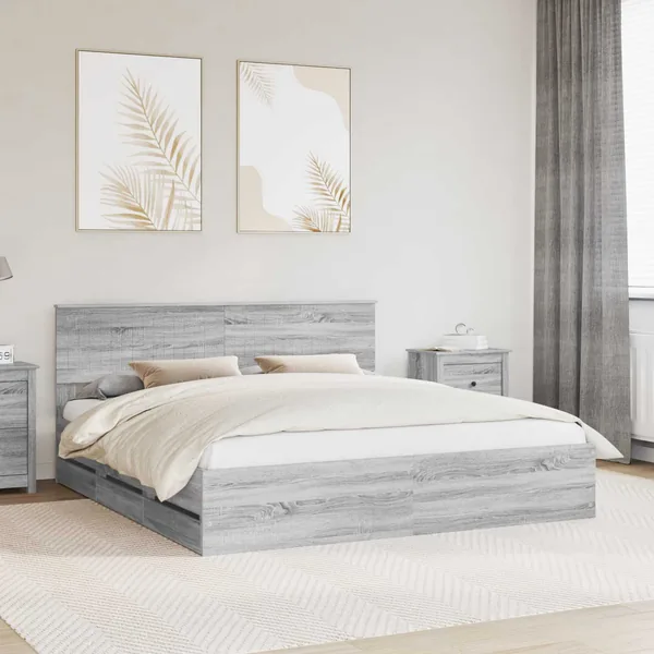 Cadre de lit Gris Sonoma 180 x 200 cm Bois Ingénierie