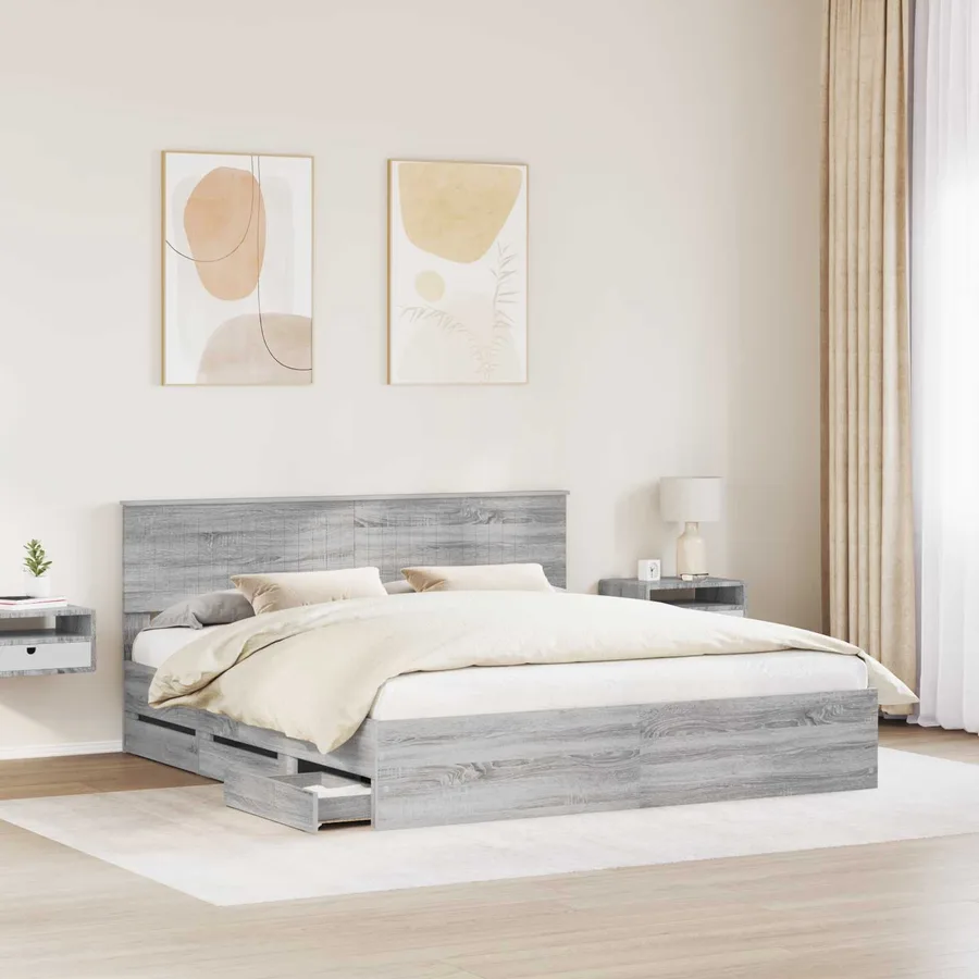 Cadre de lit Gris Sonoma 180 x 200 cm Bois Ingénierie - 3