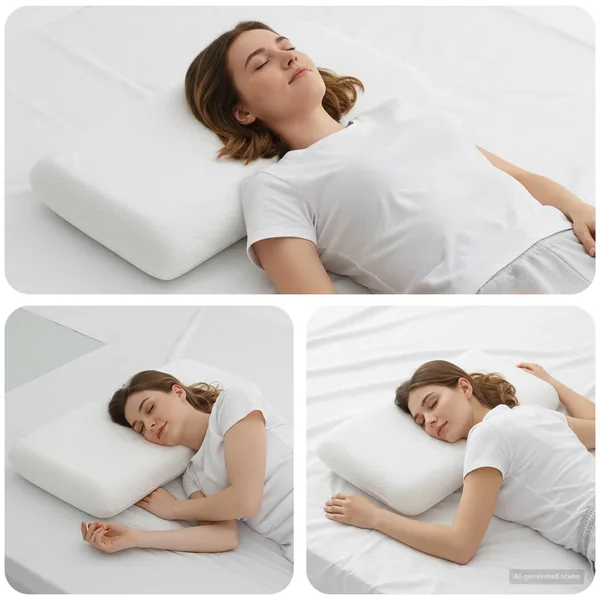 Coussin de sommeil Uni Blanc 74 x 39 x 13 cm