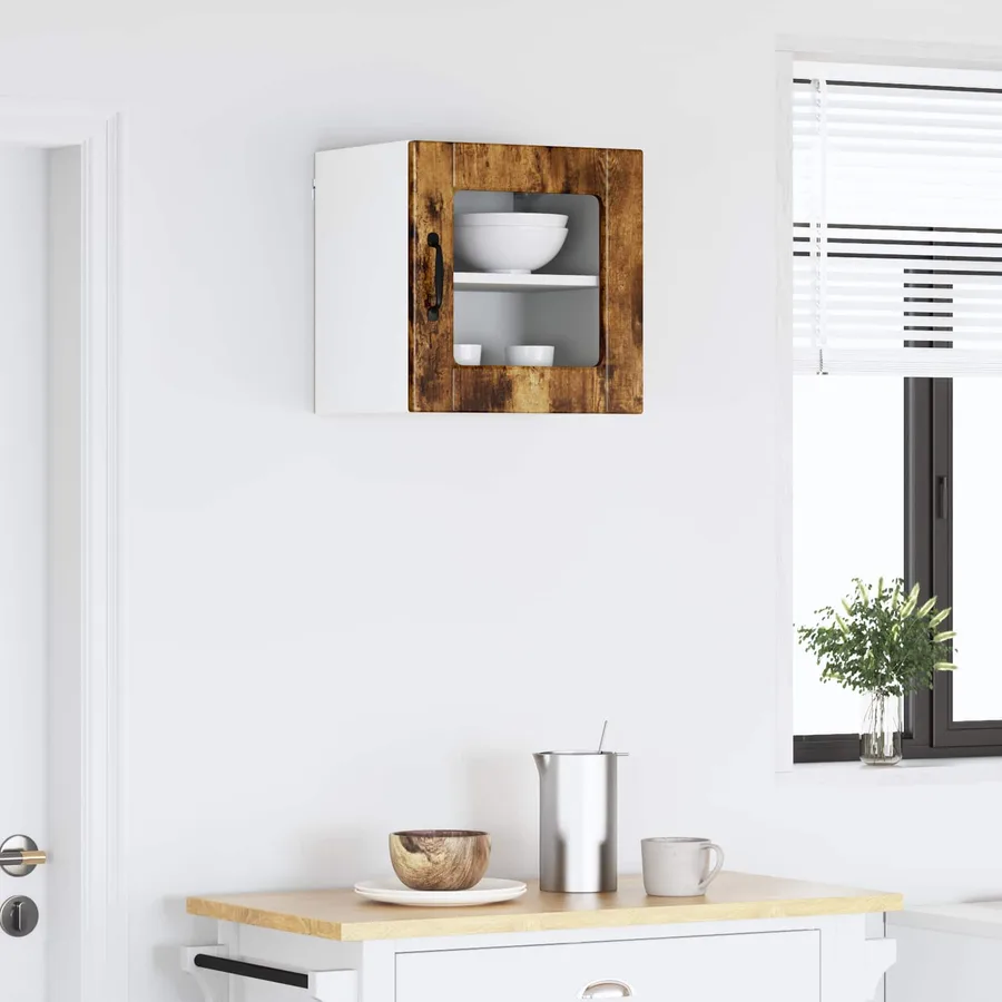 Cabinet en verre mural PORTO Chêne fumé 40 x 31 x 40 cm - 4