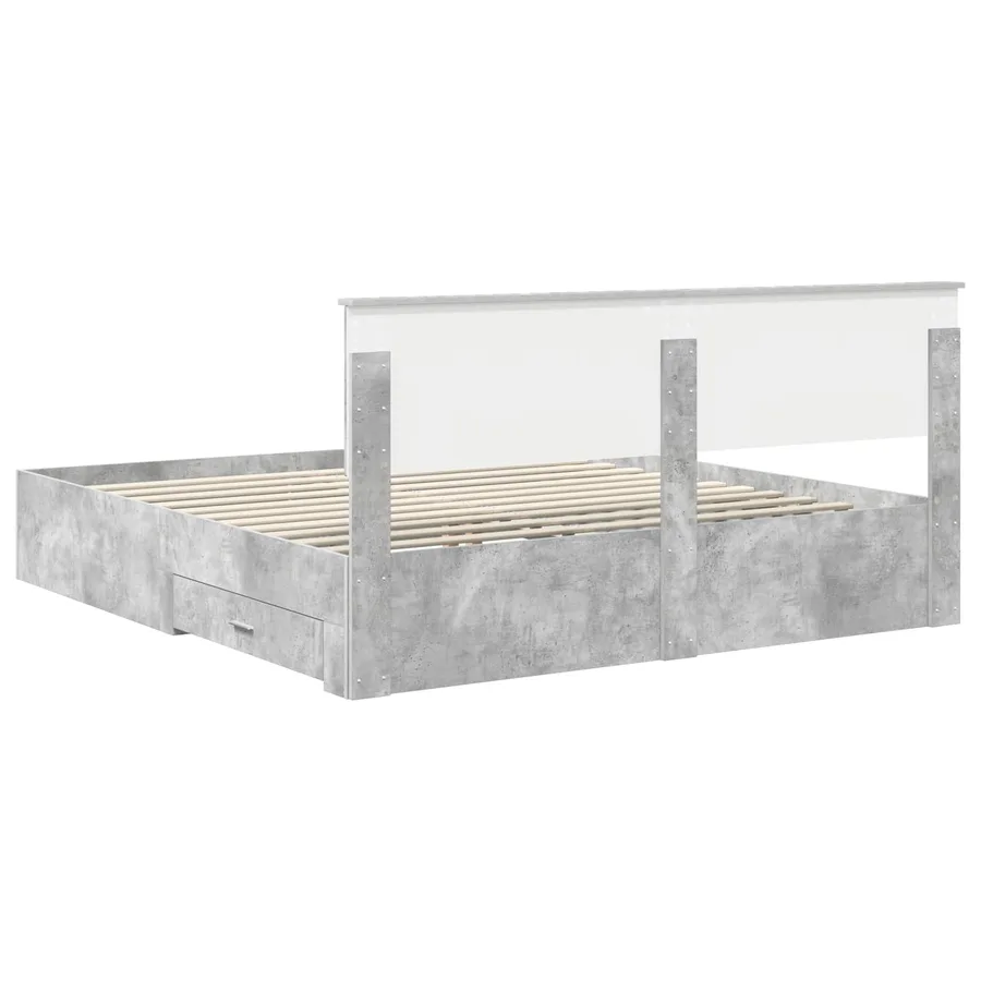 Cadre de lit Gris béton 180 x 200 cm Bois d'ingénierie - 10