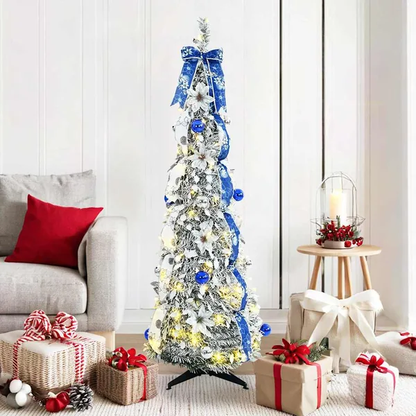 Sapin de Noël artificiel avec 100 LED Blanc 150 cm PVC