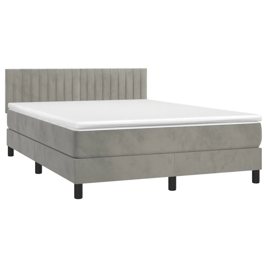 Sommier à lattes de lit et matelas Gris clair 140x200cm Velours - 3