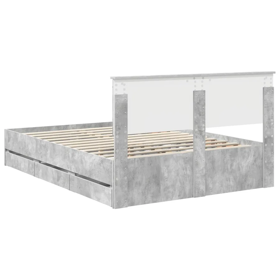 Cadre de lit Gris béton 140 x 200 cm Bois Ingénierie - 8