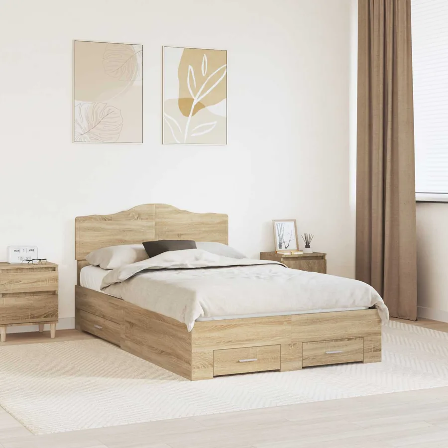 Cadre de lit Chêne Sonoma 120 x 200 cm Bois d'ingénierie