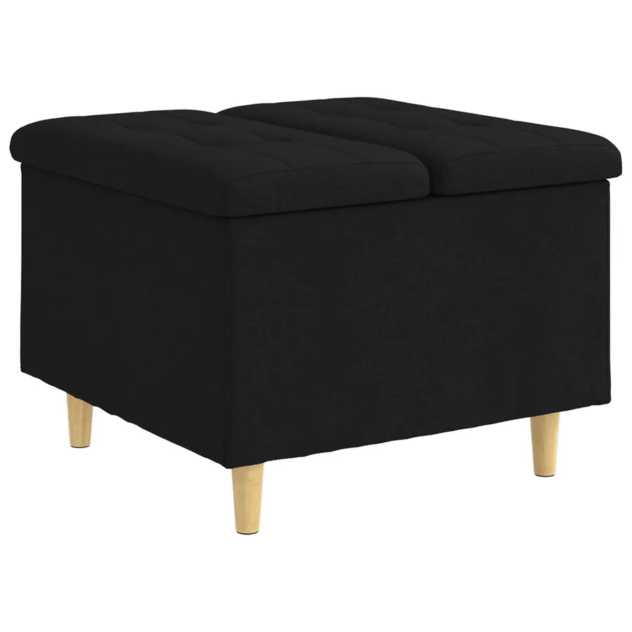 Pouf de rangement avec coussin Noir 60 x 60 x 45 cm tissu - 2