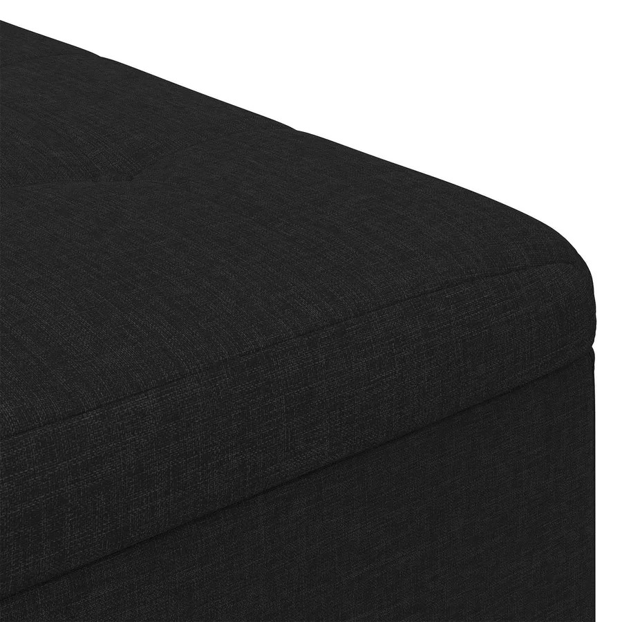 Pouf de rangement avec coussin Noir 60 x 60 x 45 cm tissu - 7