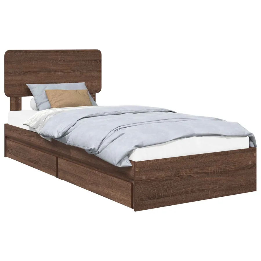 Lit de Rangement Chêne brun 75 x 190 cm Bois d'ingénierie - 2