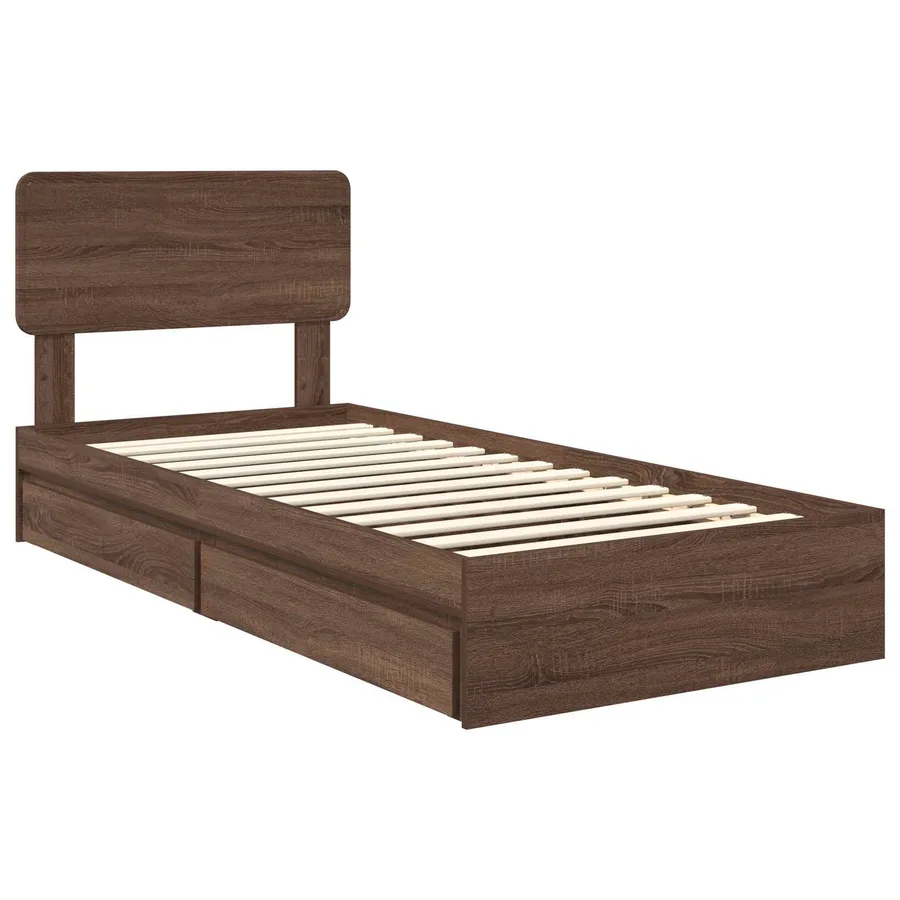 Lit de Rangement Chêne brun 75 x 190 cm Bois d'ingénierie - 4
