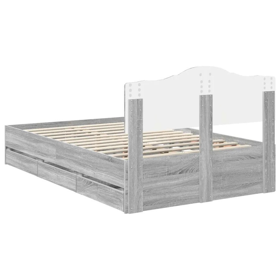 Cadre de lit Gris Sonoma 120 x 190 cm Bois Ingénierie - 10