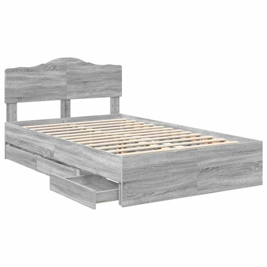 Cadre de lit Gris Sonoma 120 x 190 cm Bois Ingénierie - 5