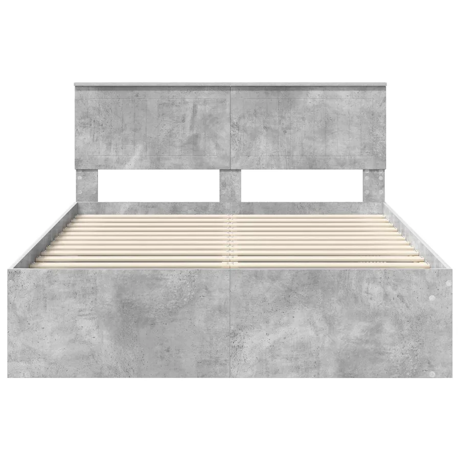 Cadre de lit avec tête de lit Béton 140 x 200 cm Pin massif - 7