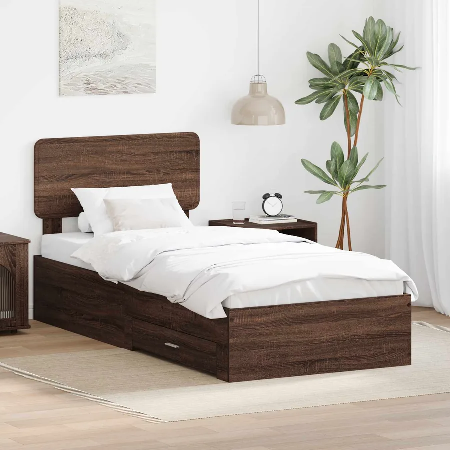 Cadre de lit Chêne brun 75 x 190 cm Bois d'ingénierie