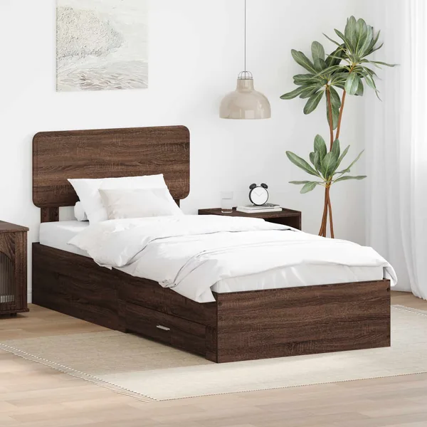 Cadre de lit Chêne brun 75 x 190 cm Bois d'ingénierie