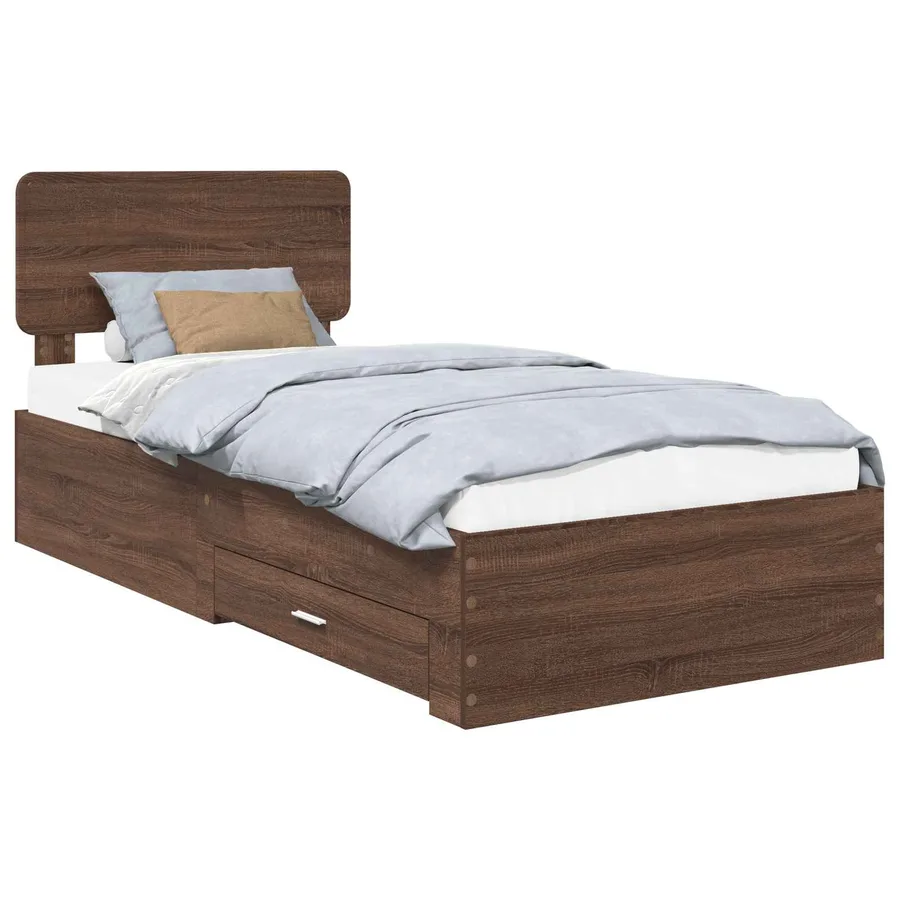 Cadre de lit Chêne brun 75 x 190 cm Bois d'ingénierie - 2