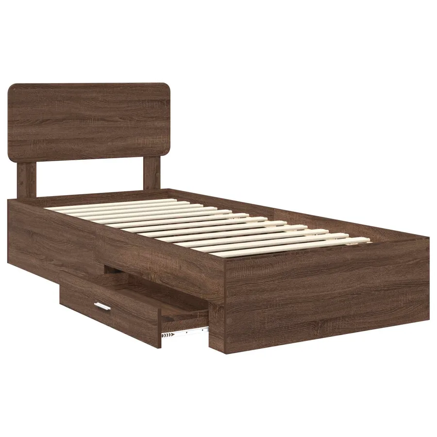 Cadre de lit Chêne brun 75 x 190 cm Bois d'ingénierie - 5