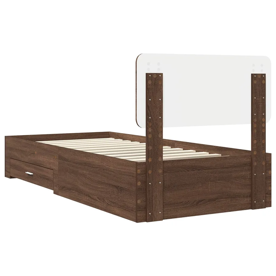 Cadre de lit Chêne brun 75 x 190 cm Bois d'ingénierie - 9