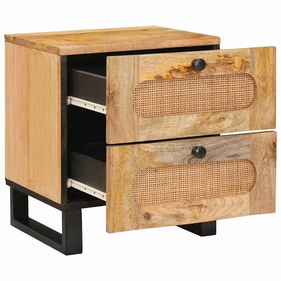 Cabinet de chevet Naturel 40 x 33 x 46 cm Bois de mangue massif - 2