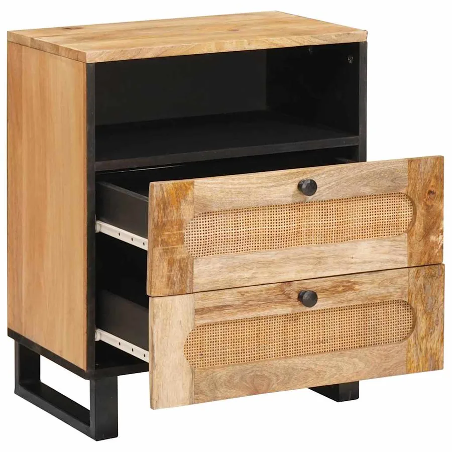 Cabinet de chevet Naturel 50 x 33 x 62 cm Bois de mangue massif - 2