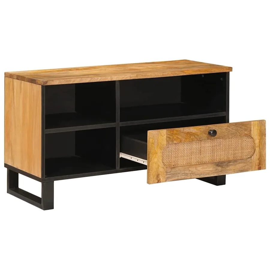 Meuble TV Marron 80 x 33 x 46 cm Bois de mangue massif - 2